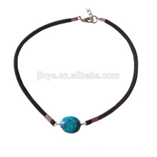 Einfache natürliche Türkis Stein Choker Halskette Boho Black Velvet Choker Halskette